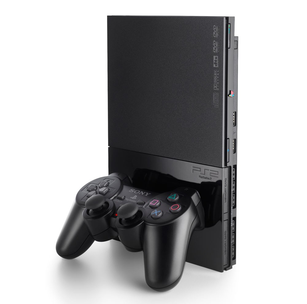 It can play playstation games, playstation 2 games, cds, and some dvds. Playstation 2 Slim 90000