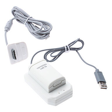 XBOX 360 Externá nabíjačka batérií + Batérie a nabíjací kábel biela