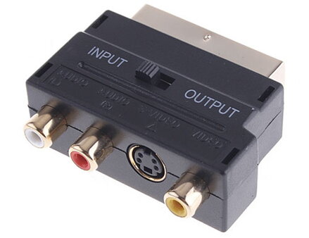 Redukcia Scart 21-Pin samec na S-Video +3- RCA samica