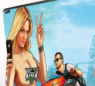 Xbox 360 Slim polep GTA 5 beach