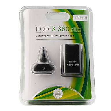 XBOX 360 Batéria 4800mAh + nabíjací kábel ČIERNA