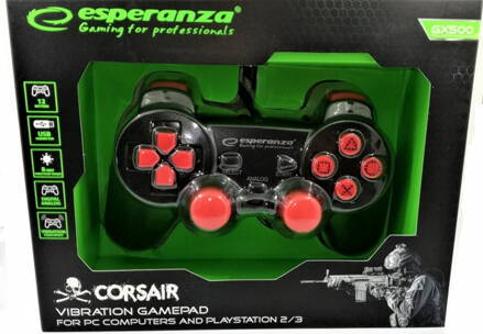 Ovládač Corsair Esperanza GX500 (PC/PS2/PS3) čierno-červený